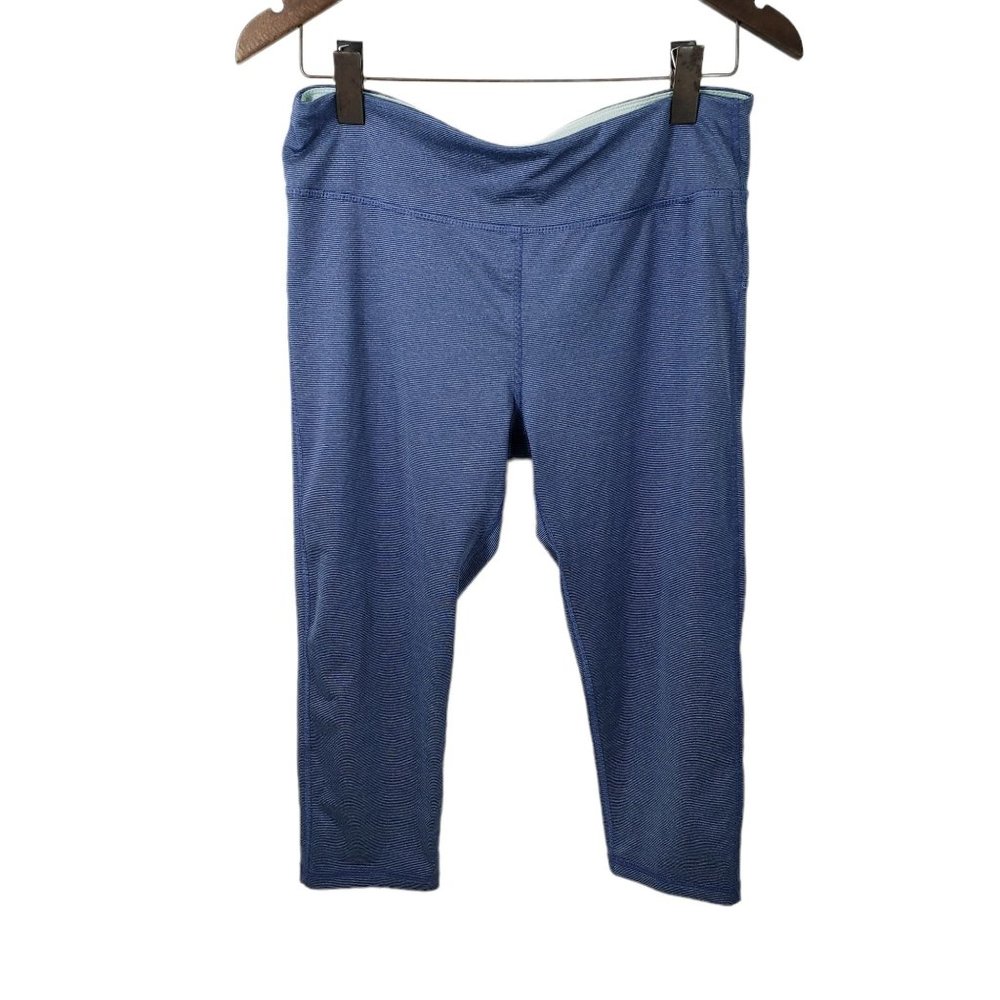 Marika Sport Capri Leggings Women's Size L 12-14 Blue Stripe - Picture 8 of 8